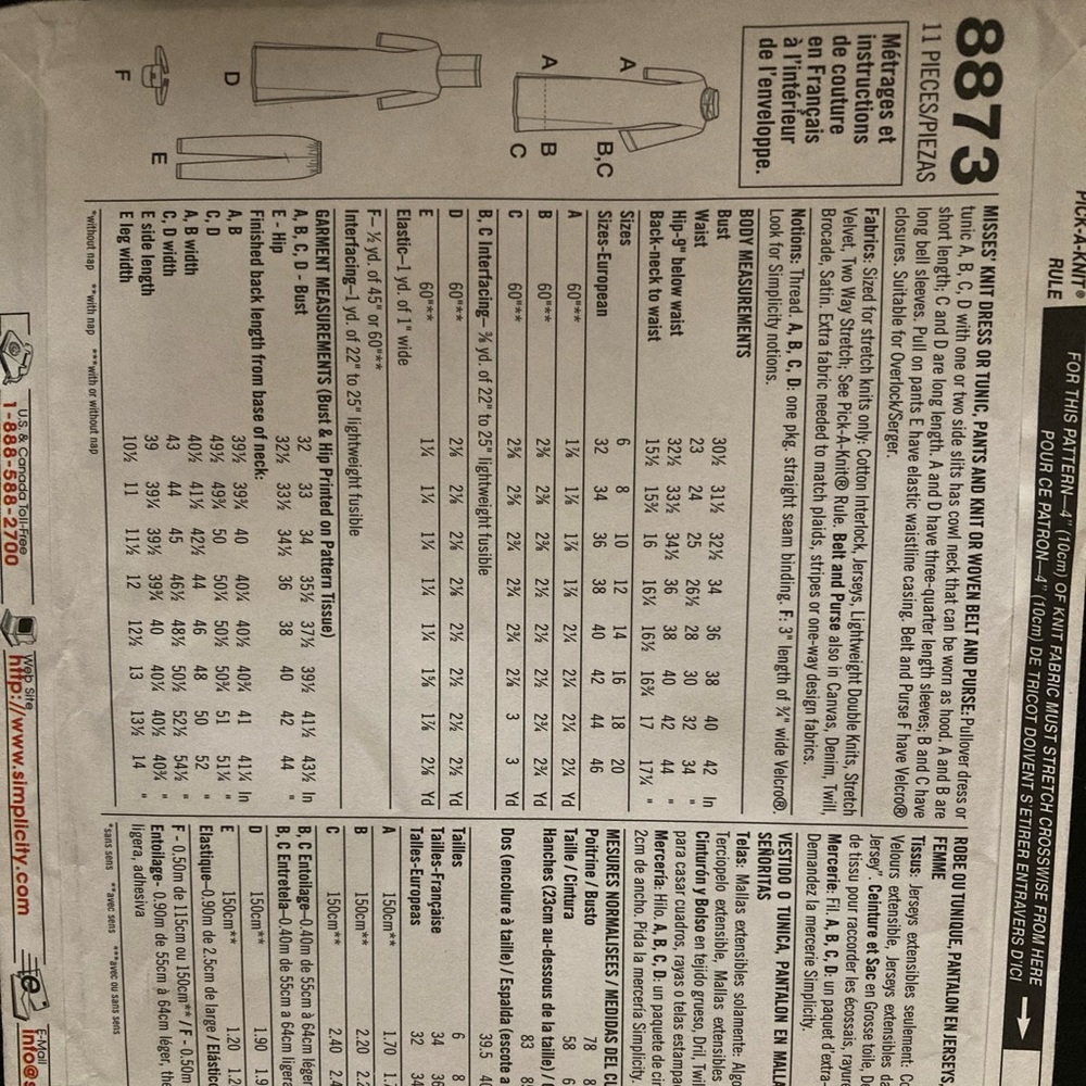 Simplicity 8873 pattern - Picture 2 of 4